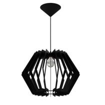 Luminária de Teto Pendente Sidney em Madeira MDF Bivolt 100W Preta Lenobre