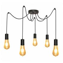 Luminária de Teto Pendente Taschibra Tears Preto 200W 5XE27