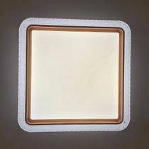 Luminária de Teto Plafon Cristal Aro Dourado Quadrado, 50x50cm 48W Temperatura 3000K-6000K 8851-B