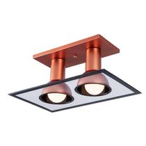 Luminária de Teto Plafon de Sobrepor Cobre p/ 02 Lâmpadas E27 Vidro Bivolt Luminária de Teto Plafon de Sobrepor Cobre p/ 02 Lâmpadas E27 Vidro Bivolt