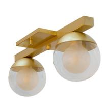 Luminaria De Teto Plafon Dourado Duplo Globo Trasnparente G9