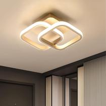 Luminária de Teto Plafon LED 45W Prisma Dourada Moderna com 3 Cores de Luz Bivolt para Sala e Quarto