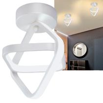 Luminária De Teto Plafon Pendente LED Quadrado Branco Sobrepor Duplo Anéis Arco Luz Branco Quente 3000K Bivolt 110V 220V Para Quarto Cozinha Banheiro