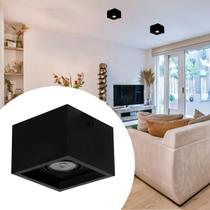 Luminária De Teto Plafon Preto e Branco Sobrepor Recuado Para 1 Lâmp GU10