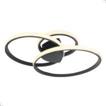 Luminária De Teto Plafon Ring Arcos Anéis Triplo Led 3000K Luz Quente Moderno Preto/Dourado 54W