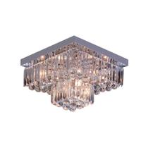 Luminária de Teto Plafon Sobrepor Cristal Legítimo Cake Quadrado 40CM Quarto Sala Bivolt