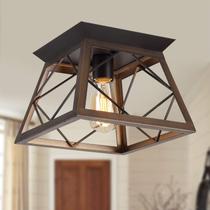 Luminária de teto Q&S Flush Mount Vintage Metal ORB