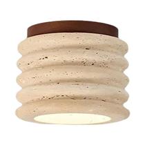 Luminária De Teto Redonda De Travertino Cremoso Para Varanda, Corredor, Estilo Meio Século Luminária De Teto Redonda De Travertino Cremoso Para Varanda, Corredor, Estilo Meio Século