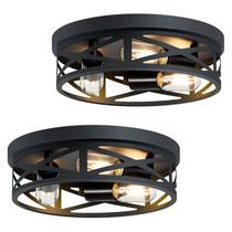 Luminária de teto SKEJAO 13" Black Flush Mount 3-Light