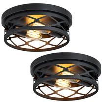 Luminária de teto SKEJAO Flush Mount, pacote com 2 luzes, preta Luminária de teto SKEJAO Flush Mount, pacote com 2 luzes, preta