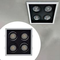 Luminaria De Teto Spot De Embutir Recuado Preto Direcionavel Para 4 Par 20 E27