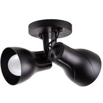 Luminária de Teto Spot Sobrepor Direcionável Duplo Octa Plus Preto 2 Lâmpadas E27 Bivolt Pronto para Instalar