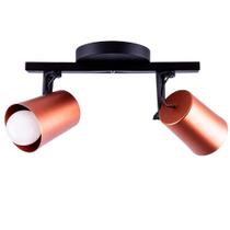 Luminária de Teto Spot Trilho Luz Direcionável Fokus 2 Lâmpadas E27 Moderno Bivolt Ideal Para Sala Cozinha Corredor