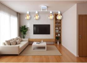 Luminária de Teto Trilho Spot 4 Lâmpadas Moderno Industrial Articulada Acabamento Dourado Estilo Moderno BRANCO Luminária de Teto Trilho Spot 4 Lâmpadas Moderno Industrial Articulada Acabamento Dourado Estilo Moderno BRANCO