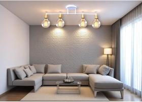 Luminária de Teto Trilho Spot 4 Lâmpadas Moderno Industrial Articulada Acabamento Dourado Estilo Moderno