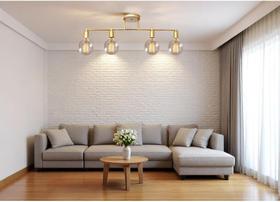 Luminária de Teto Trilho Spot 4 Lâmpadas Moderno Industrial Articulada Acabamento Dourado Estilo Moderno