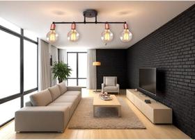 Luminária de Teto Trilho Spot 4 Lâmpadas Moderno Industrial Articulada Acabamento Dourado Estilo Moderno