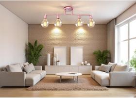 Luminária de Teto Trilho Spot 4 Lâmpadas Moderno Industrial Articulada Acabamento Dourado Estilo Moderno