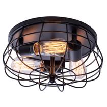 Luminária de teto VILUXY Industrial Black Semi Flush Mount de 3 luzes