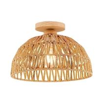 Luminária De Teto Vintage Retro E27 Wabi-sabi Em Vime Natural Feita À Mão Para Restaurante, Casa De