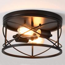 Luminária de teto WELTRANS 2-Light Flush Mount Black Luminária de teto WELTRANS 2-Light Flush Mount Black