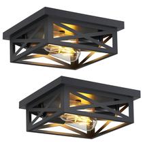 Luminária de teto ZHU YAN Flush Mount 2 Light Farmhouse, pacote com 2 unidades Luminária de teto ZHU YAN Flush Mount 2 Light Farmhouse, pacote com 2 unidades