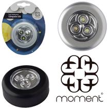 Luminaria de toque redonda autoadesiva com 3 leds a pilha 6,6cm de ø na cartela Luminaria de toque redonda autoadesiva com 3 leds a pilha 6,6cm de ø na cartela
