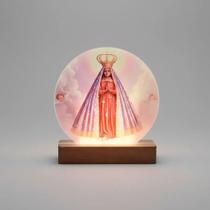 Luminária De Vidro Nossa Senhora Aparecida 12cm Led Usb Made Madeira Vidro Usb