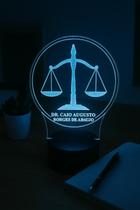Luminária Decoração Direito Justiça com nome personalizado e 16 cores Luminária Decoração Direito Justiça com nome personalizado e 16 cores
