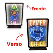 Luminária Decoração Luminosa 12v Dupla Face Gamer Officce Luminaria De Mesa Bivolt 110/220 - Arte com Madeira