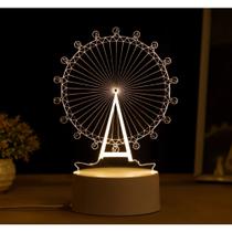 Luminária Decorativa Abajur 3D Acrílico Roda Gigante USB