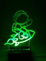 Luminária Decorativa Abajur Led Astronauta Foguete Personalizada c/ Nome