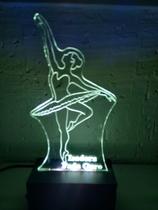 Luminária Decorativa Abajur Led Bailarina Dançarina Personalizada c/ Nome - Wood Back Design