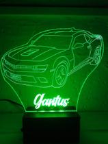 Luminária Decorativa Abajur Led Camaro Carro Gravada c/ Nome