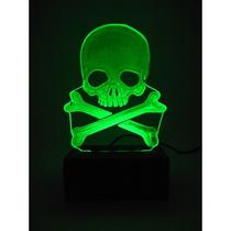 Luminária Decorativa Abajur Led Caveira Pirata Personalizada