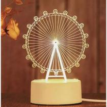 Luminária Decorativa Abajur Roda Gigante 3D Acrílico USB