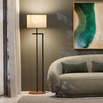 Luminária Decorativa Bivolt Base Aço Preta e Cúpula Palha Luminária Decorativa Bivolt Base Aço Preta e Cúpula Palha