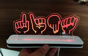 Luminária Decorativa com LED Nome em Libras - Hobbies do Ofício