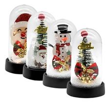 Luminária Decorativa de Mesa Natalina com Cúpula em Acrílico e Luz LED Branca Quente 15cm