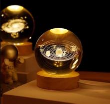 Luminária Decorativa Globo LED Com Interruptor On e Off Lua Via Láctea Sistema Solar Bola De Cristal