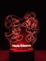 Luminária Decorativa Infantil Abajur Led Mickey Minie Gravada c/ Nome