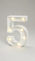 Luminária Decorativa LED Numérica 5 Branca 21cm Luminária Decorativa LED Numérica 5 Branca 21cm