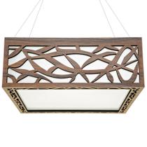 Luminária Decorativa Madeira Pendente Copacabana Quad 45cm
