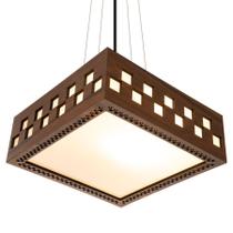 Luminária Decorativa Madeira Pendente Enseada Quad 45Cm