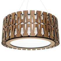Luminária Decorativa Madeira Pendente Redondo Ubatuba 60Cm