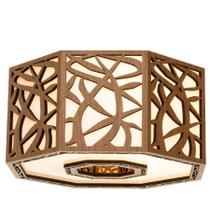 Luminária Decorativa Madeira Plafon Copacabana Octa 25cm Luminária Decorativa Madeira Plafon Copacabana Octa 25cm
