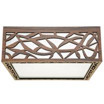 Luminária Decorativa Madeira Plafon Copacabana Quad 30cm Luminária Decorativa Madeira Plafon Copacabana Quad 30cm