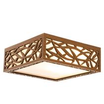 Luminária Decorativa Madeira Plafon Copacabana Quad 40cm