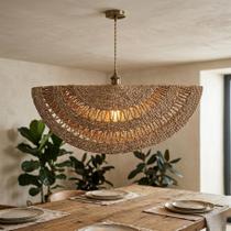 Luminária Decorativa Pendente Multiuso Em Fibra Natural Redonda Rústica Luminária Decorativa Pendente Multiuso Em Fibra Natural Redonda Rústica