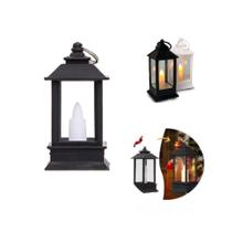 Luminária Decorativa Preta Lampião Artificial Led C/ Bateria Luminária Decorativa Preta Lampião Artificial Led C/ Bateria